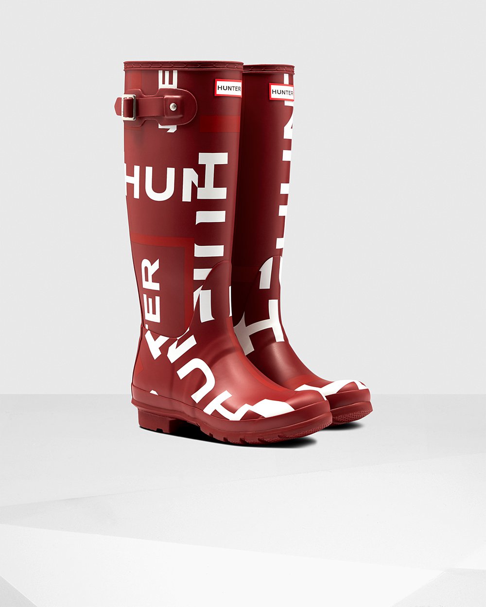 Hunter Original Exploded Logo Tall Rain Boots - Sale Online Womens Grey Red - ONSIJW632